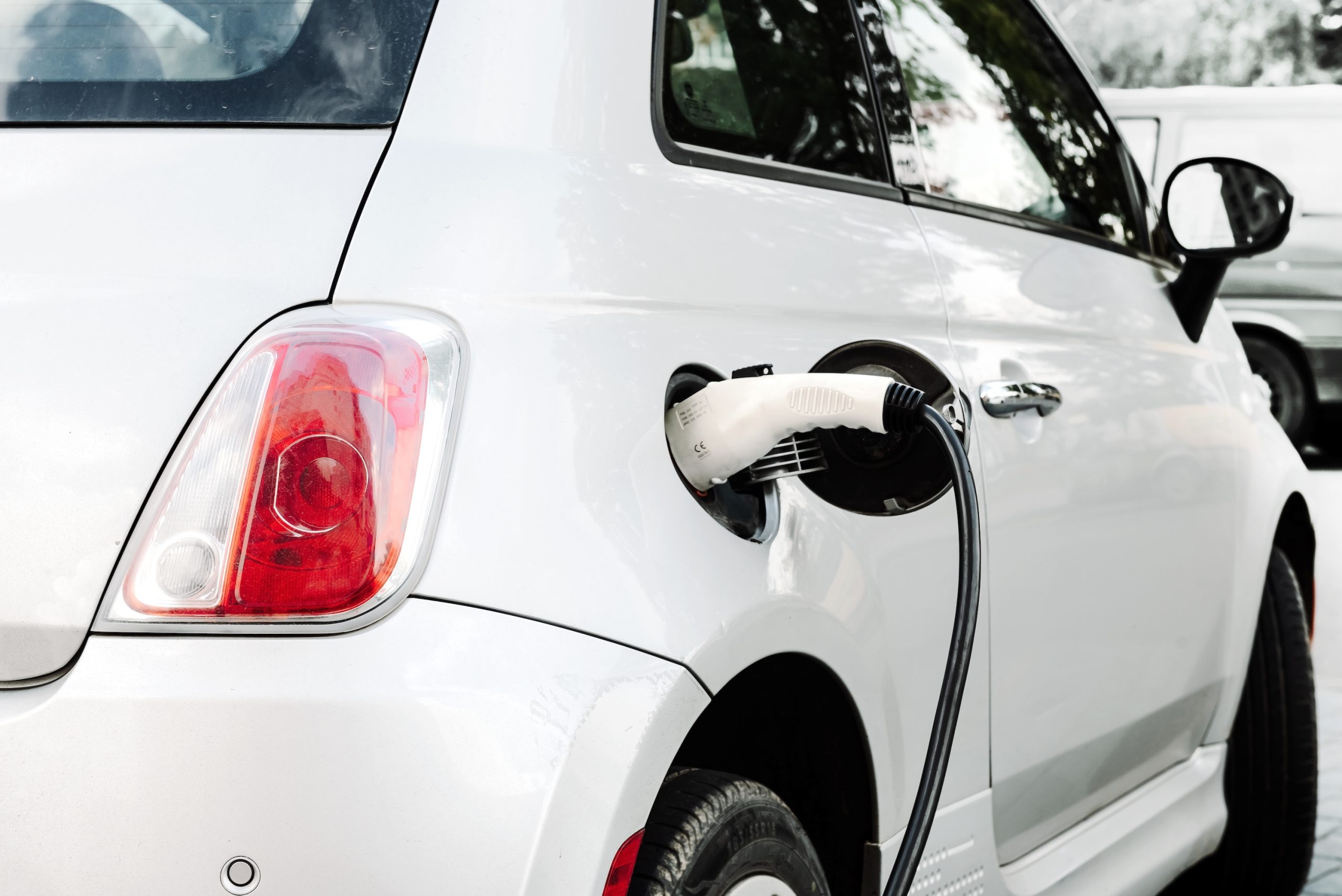 Electric car at the charging station. Ecology. Eco-friendly transport